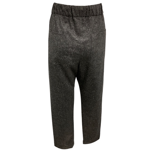 BRUNELLO CUCINELLI CHARCOAL WOOL TWEED LUXURY JOGGING TROUSERS WITH MONILI - Picture 3 of 5